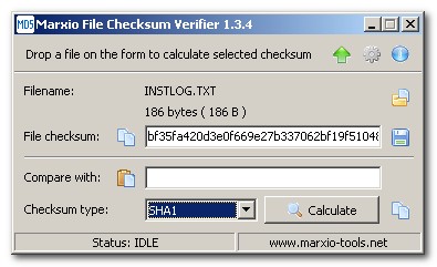 The Marxio File Checksum Verifier is a handy freeware tool which can help you to calculate and verify Checksum value in following major checksum types.