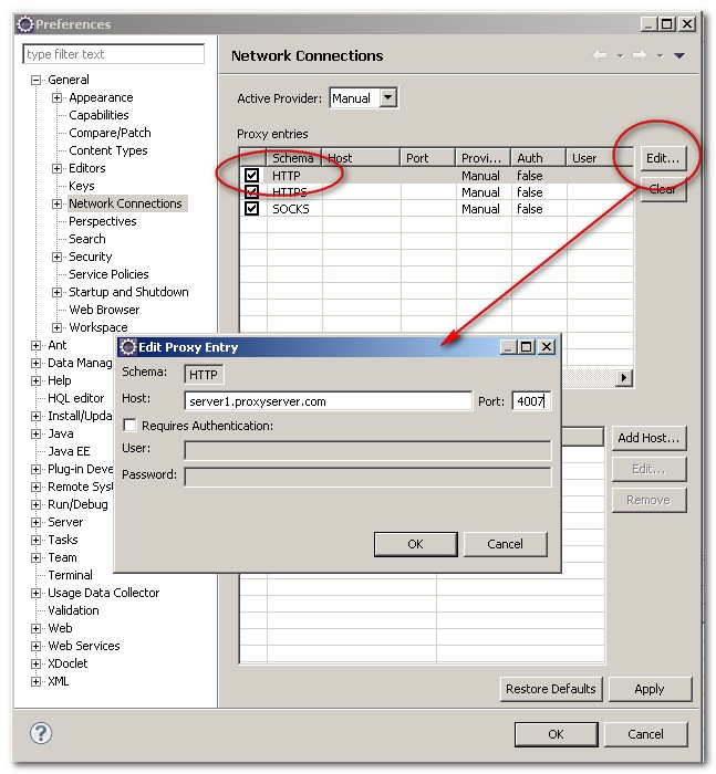 How to configure Proxy Settings in Eclipse