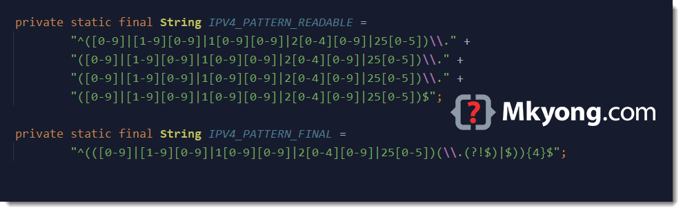 how to validate ip address in java using regex