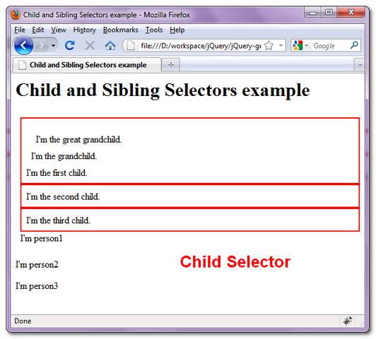 jquery-child-sibling-example-child-selector