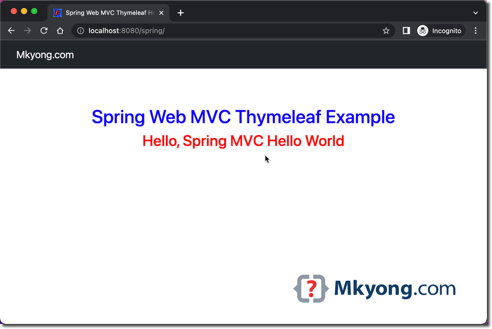 spring web mvc hello world demo 1