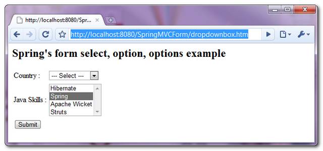 SpringMVC-DropDownBox-Example-1