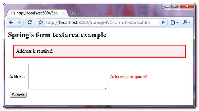 SpringMVC-TextArea-Example-2