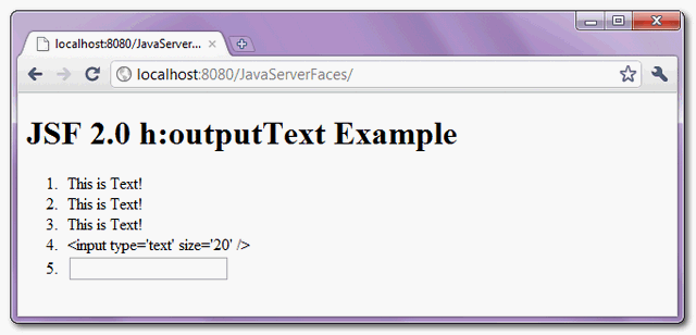 jsf2-outputtext-example