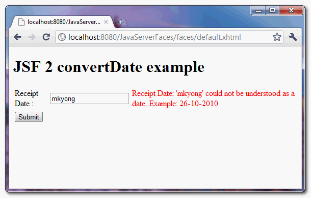 jsf2-ConvertDateTime-Example