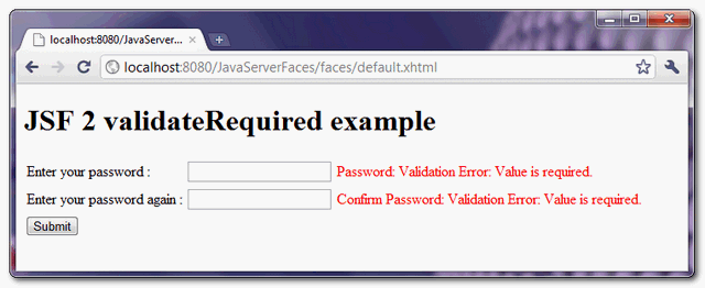 jsf2-ValidateRequired-Example