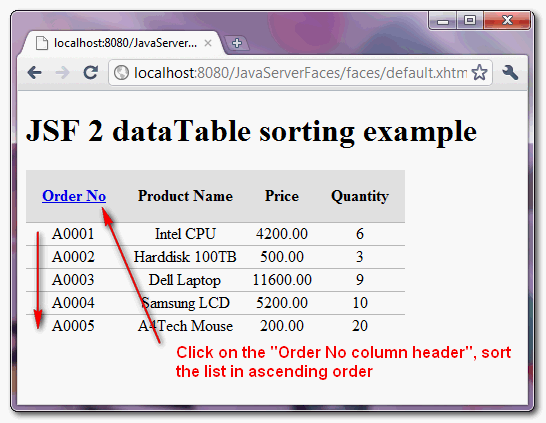 jsf2-dataTable-Sorting-Example-2