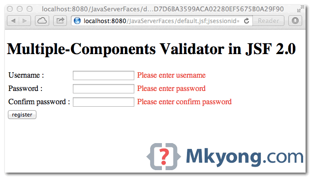 jsf2 multiple components validator