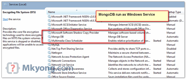mongodb as windows service