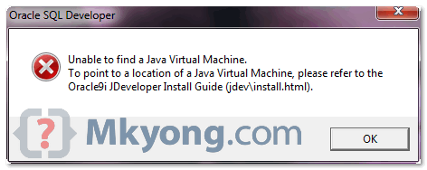 Oracle SQL developer unable to find jvm