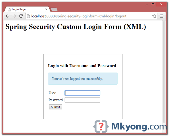spring-security-custom-login-xml-logout