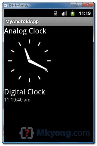 android analogclock and digitalclock demo