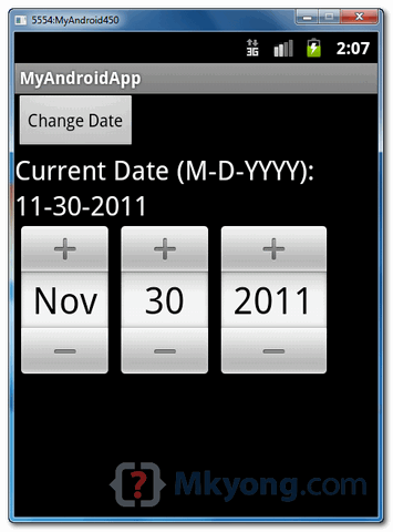 Android date picker example 