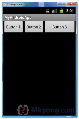 Android LinearLayout example 