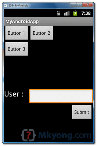 Android RelativeLayout example 