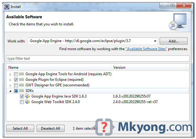 install google plugin for eclipse 3.7