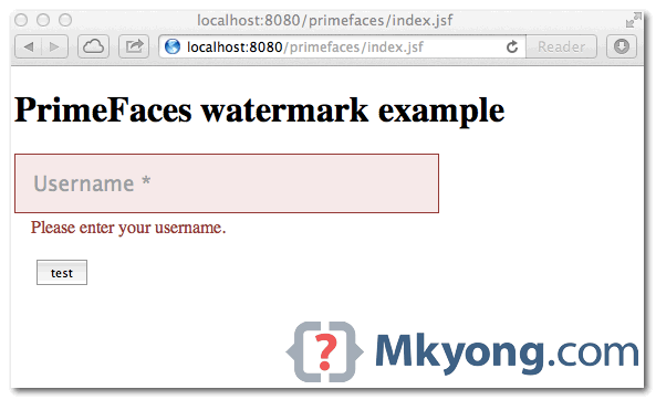 primefaces watermark example error