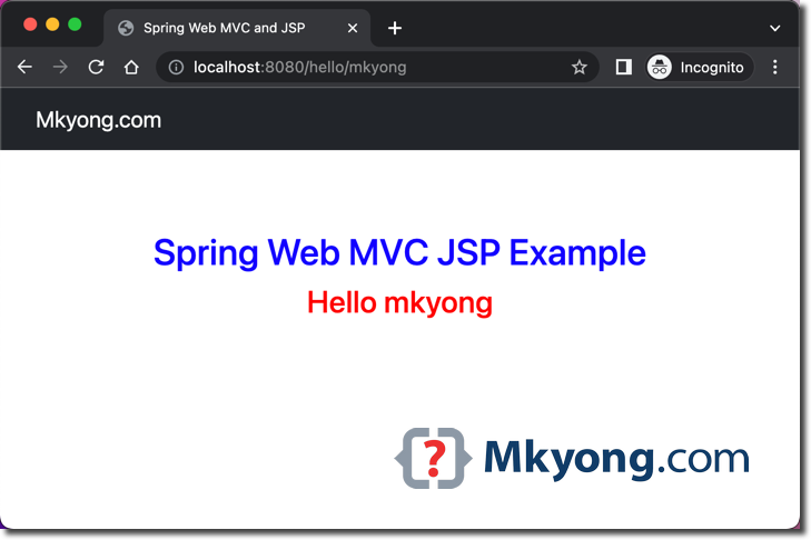 spring web mvc hello world JSP demo 2