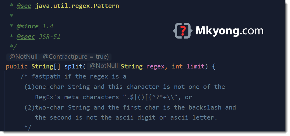 How To Split A String In Java Mkyong Com