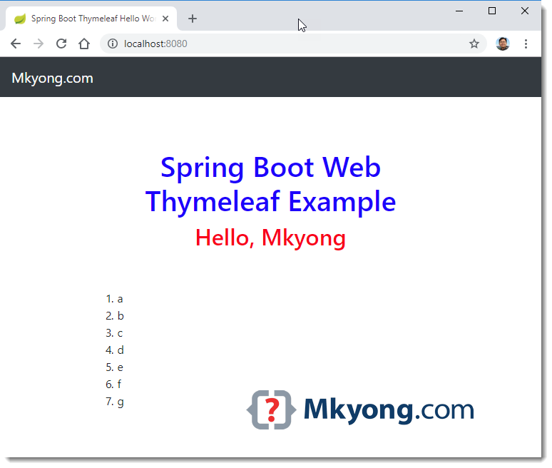 Spring Boot Hello World Example Thymeleaf Mkyong