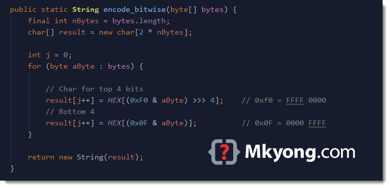 Java How To Convert Byte Arrays To Hex Mkyong