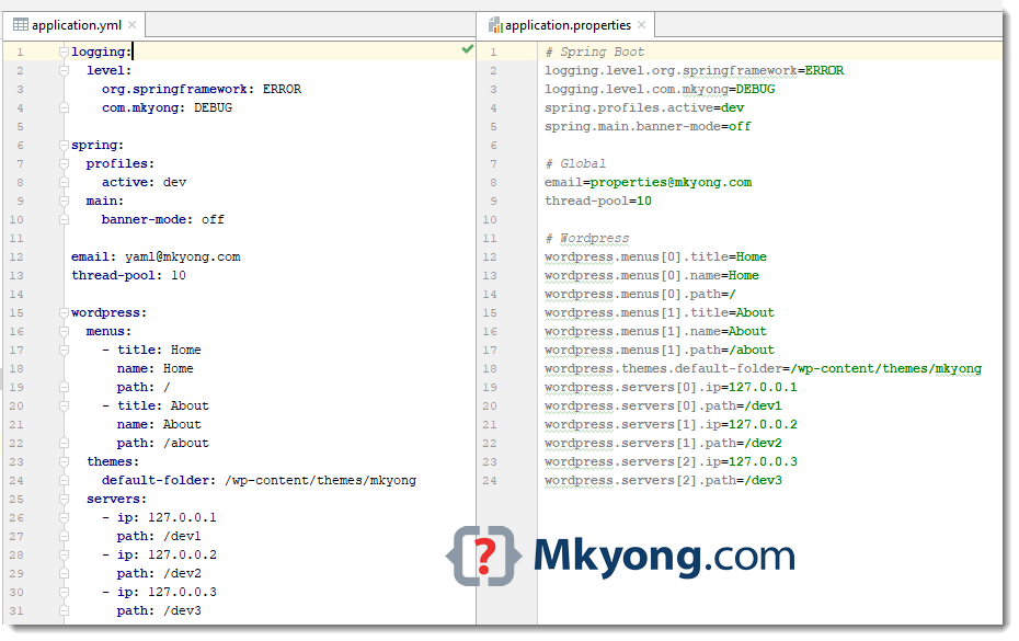  Spring Boot YAML Example Mkyong