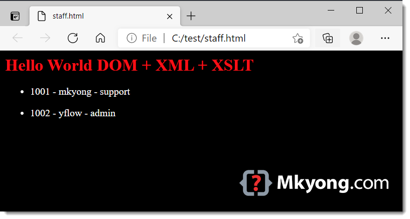 xml to html file
