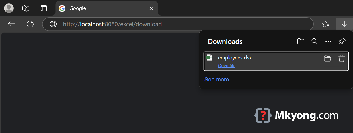 download excel file