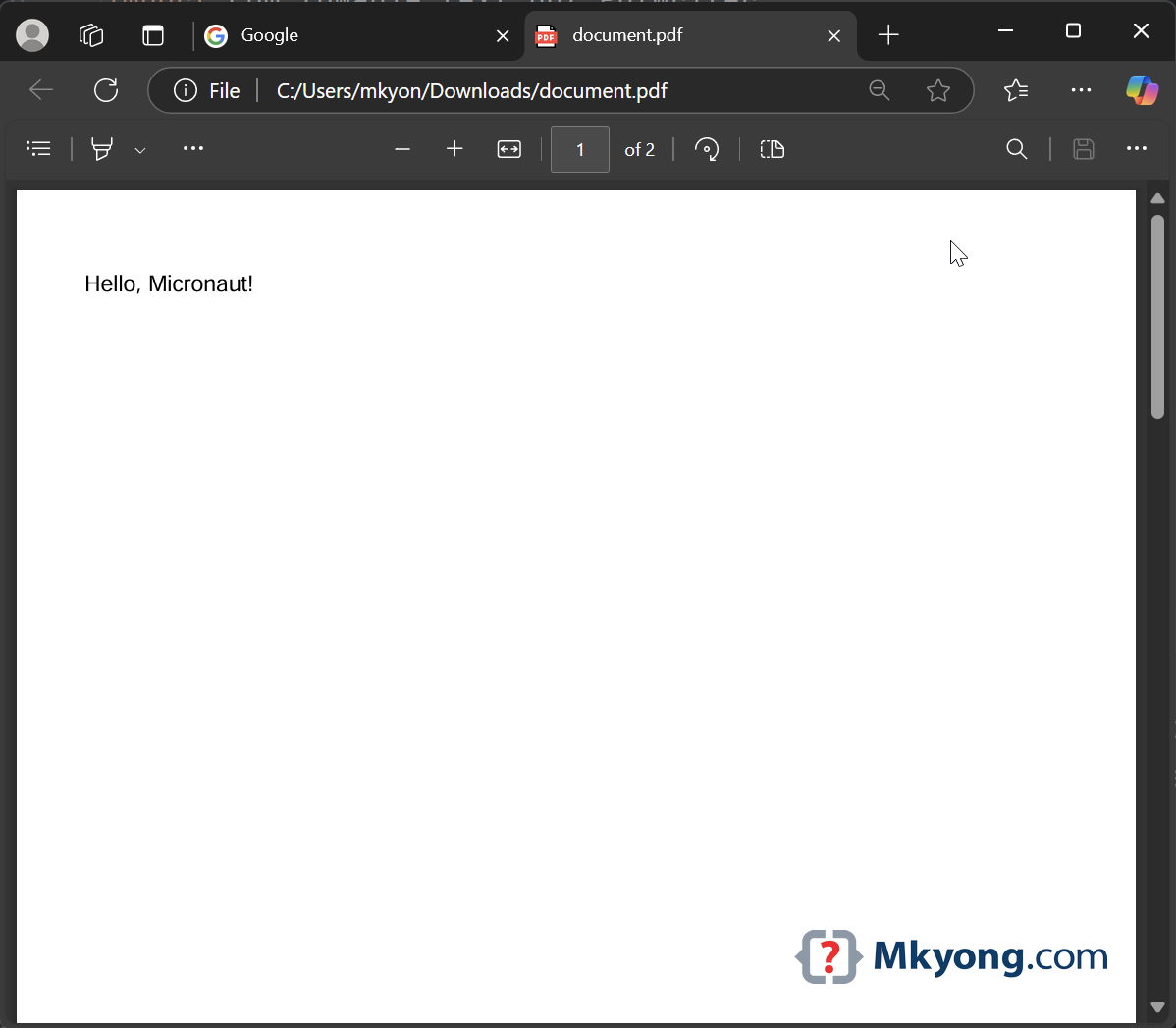 Return PDF file in a Micronaut Controller - Mkyong.com