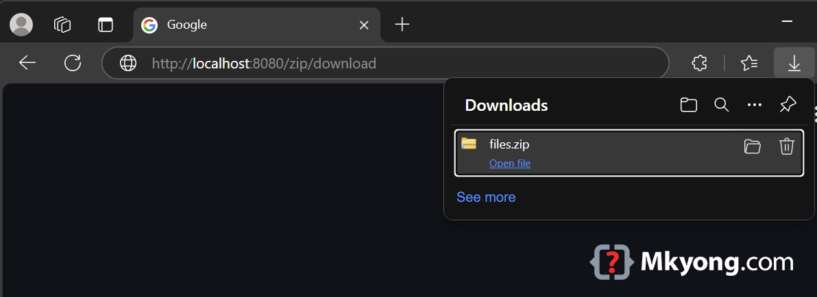 Return ZIP file in a Micronaut Controller - Mkyong.com image.