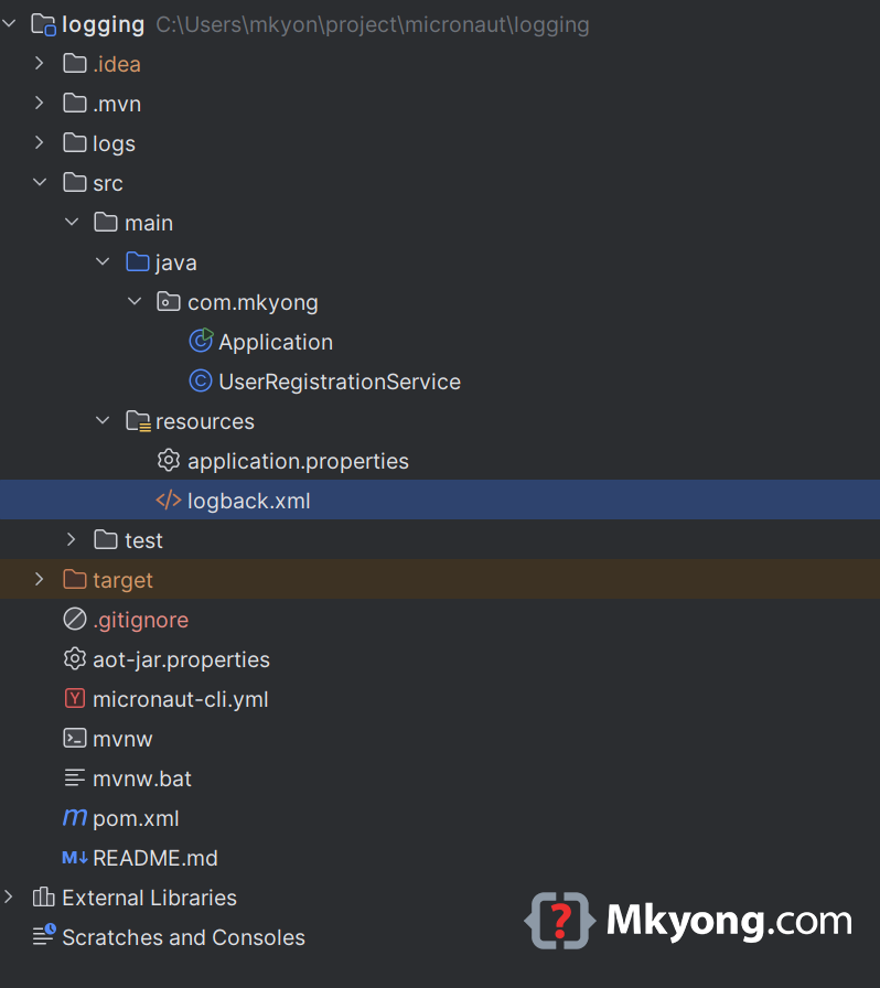 Micronaut Logging using Logback - Mkyong.com image.